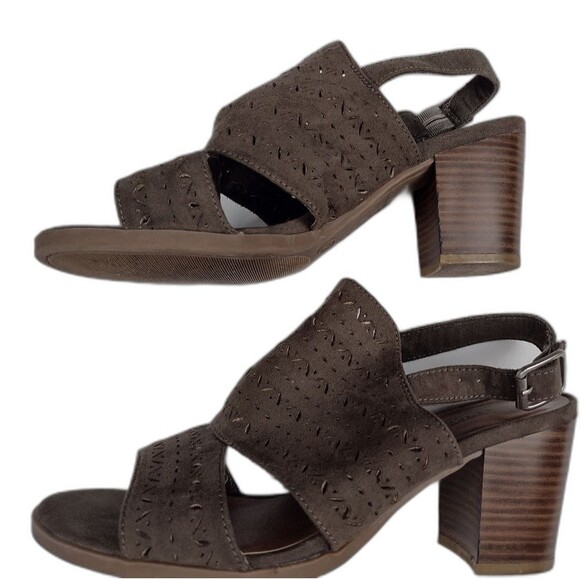 Seychelles Womens Olive Green Bora Suede Chunky Block Sandal Heel Size 7 Neutral - Picture 5 of 10